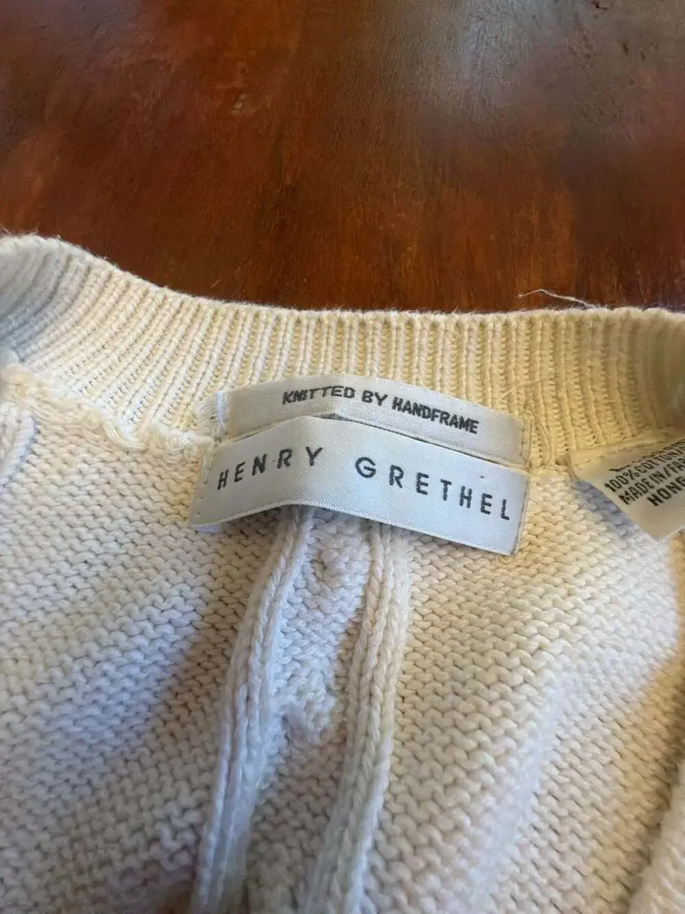 Henry Grethel Vintage 100% Cotton Cable Knit V-Neck Sweater